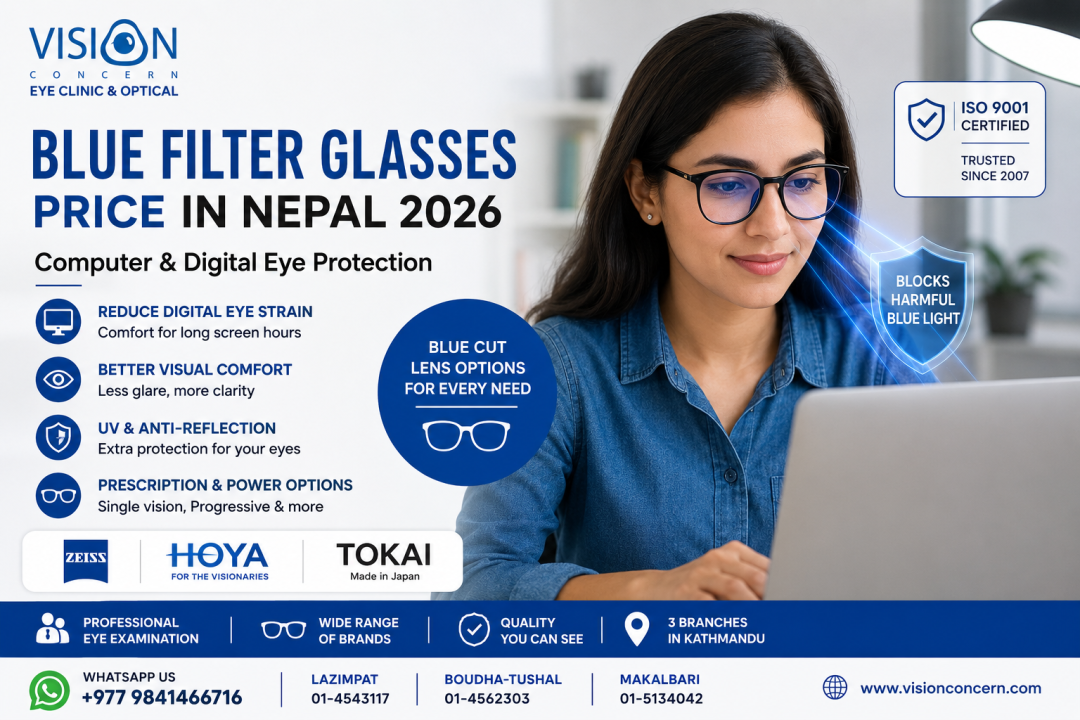 Blue Filter Glasses Price in Nepal 2026 | Blue Cut, Computer & Digital Eye Glasses – Vision Concern