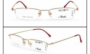 Monette 87003 Gold and Red Semi-Rimless Optical Frame