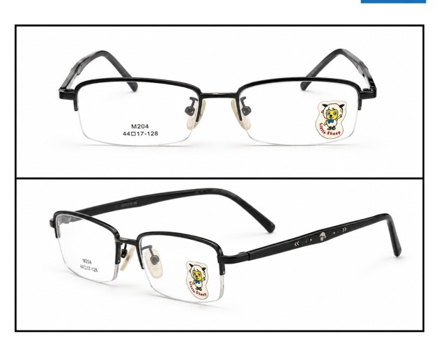 Little Sheep M204 Black Semi-Rimless Kids Frame