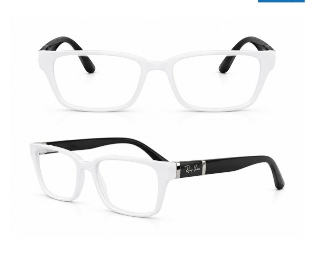 Ray-Ban White and Black Rectangular Optical Frame