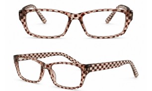 Checker Brown Patterned Rectangular Optical Frame