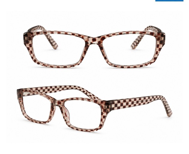 Checker Brown Patterned Rectangular Optical Frame