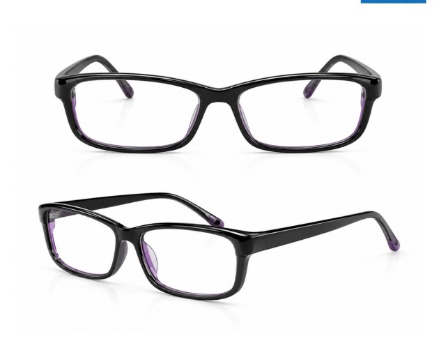 Black Purple Rectangular Optical Frame