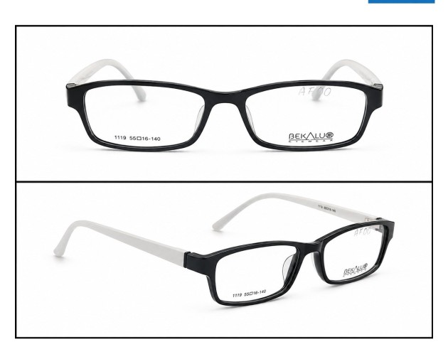 Bekalub 1119 Black White Rectangular Optical Frame