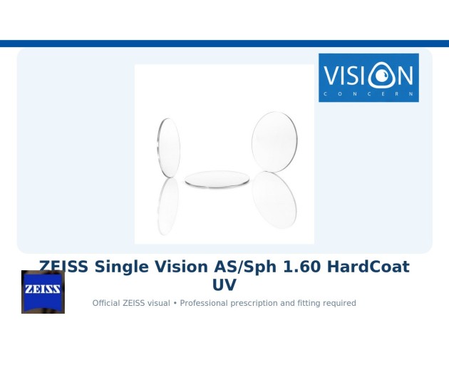 ZEISS Single Vision AS/Sph 1.60 HardCoat UV