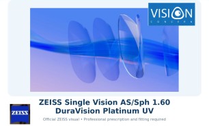 ZEISS Single Vision AS/Sph 1.60 DuraVision Platinum UV