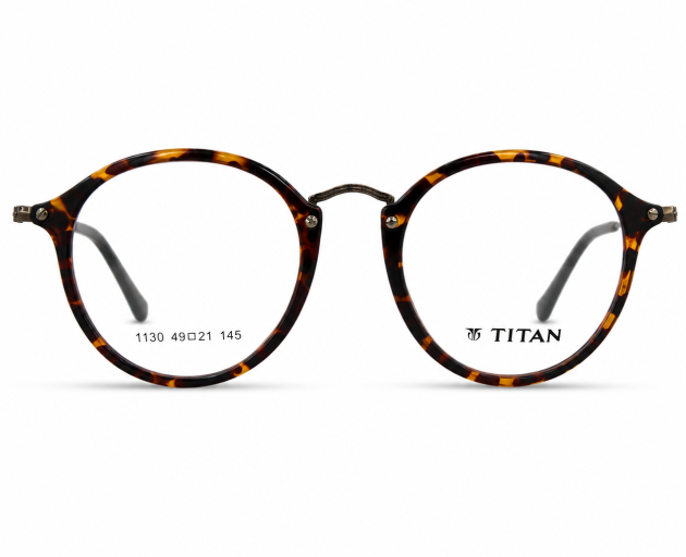 Titan round tortoiseshell eyeglasses