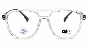 Qloo Transparent Clear Green Double Bridge Eyeglass Frame