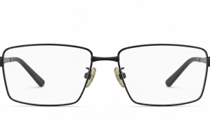Black Slim Metal Rectangular Eyeglass Frame