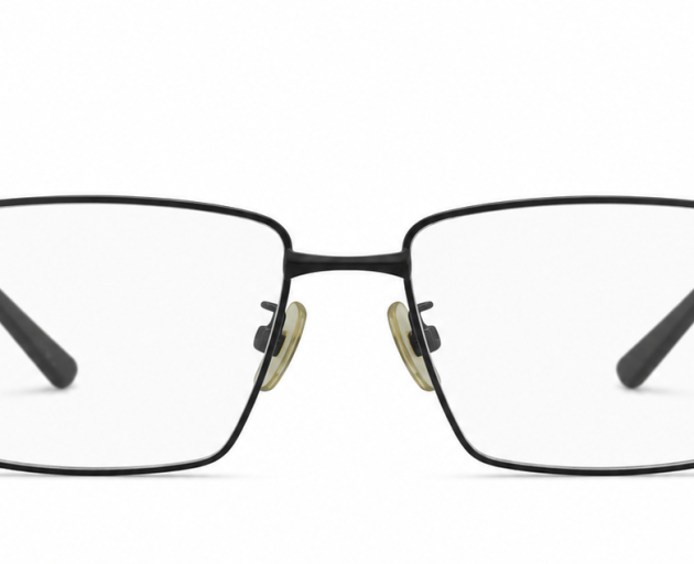 Black Slim Metal Rectangular Eyeglass Frame