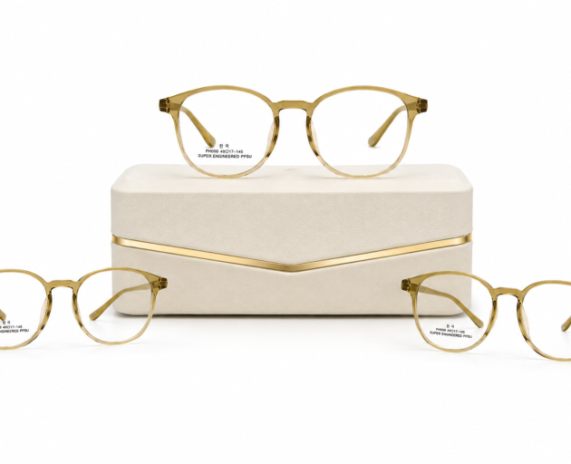 Acetate glossy transparent with green printed frame