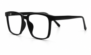 black full-rim acetate square eyeglasses,