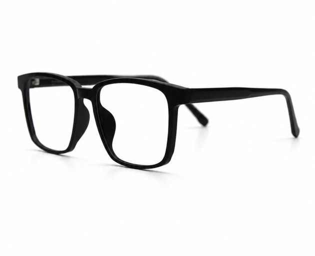 black full-rim acetate square eyeglasses,