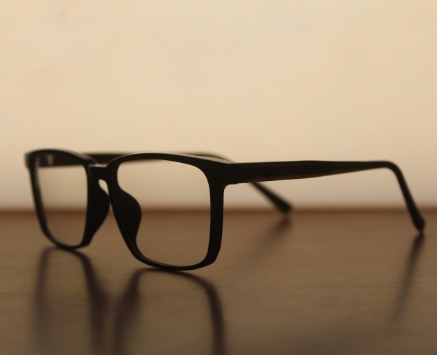 black full-rim acetate square eyeglasses,