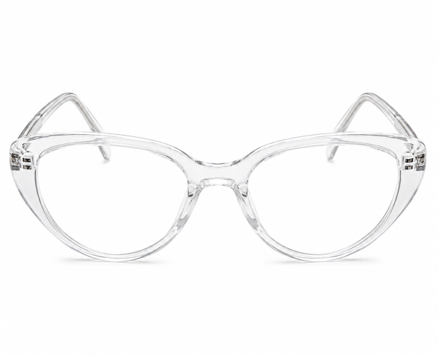 clear cat-eye prescription eyeglasses.