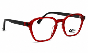 red transparent optical frame with black temples