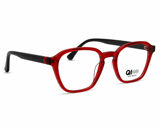 red transparent optical frame with black temples