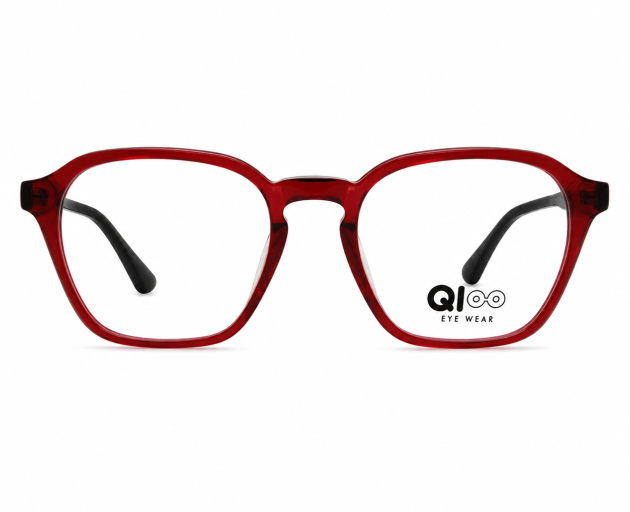 red transparent optical frame with black temples