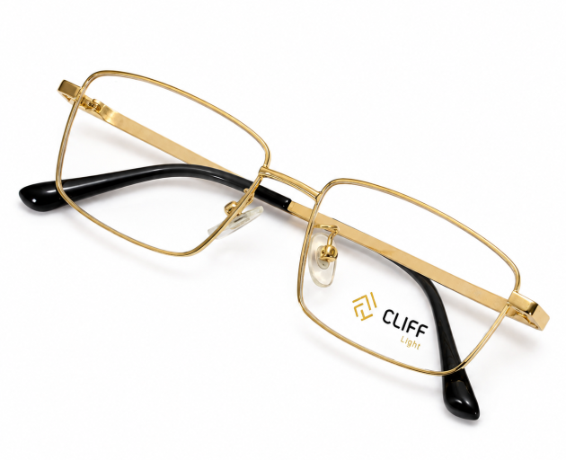 CLIFF Light Golden Rectangular Eyeglass Frame – Prescription Glasses Nepal