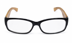 Black Rectangular Eyeglasses with Wooden Temples – A6920