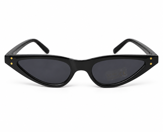 Black Cat-Eye Sunglasses with Gold-Tone Studs