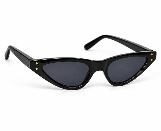 Black Cat-Eye Sunglasses with Gold-Tone Studs
