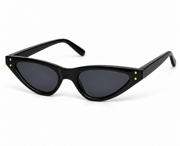 Black Cat-Eye Sunglasses with Gold-Tone Studs