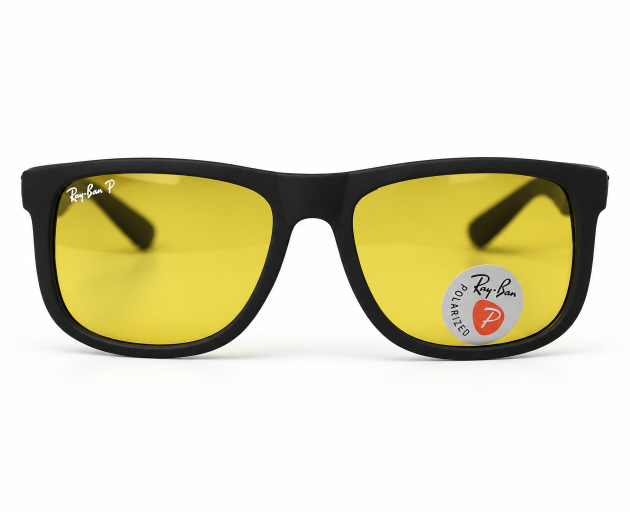 Ray-Ban Black Frame Polarized Yellow Lens Sunglasses