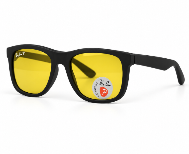 Ray-Ban Black Frame Polarized Yellow Lens Sunglasses