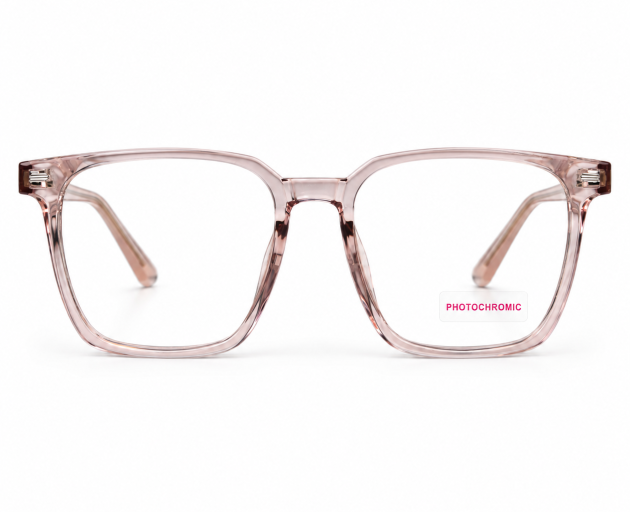 Aura Square Photochromic Eyeglasses – Crystal Blush Pink