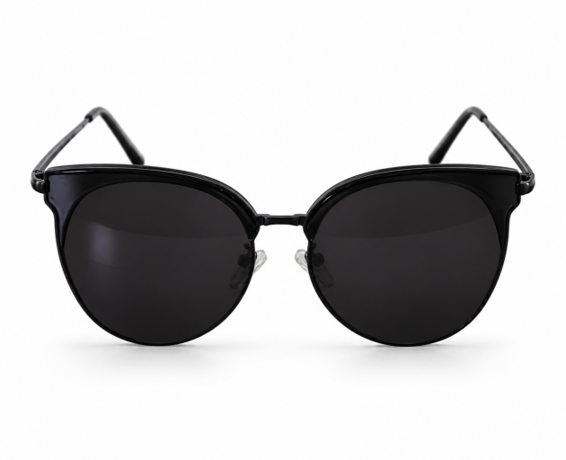 Black Cat-Eye Sunglasses – Dark Smoke Lenses