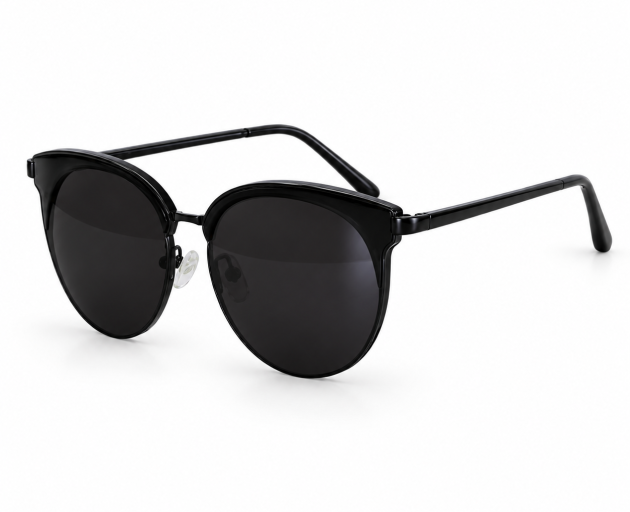 Black Cat-Eye Sunglasses – Dark Smoke Lenses