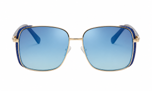 Teal Gradient Lens Gold-Frame Sunglasses