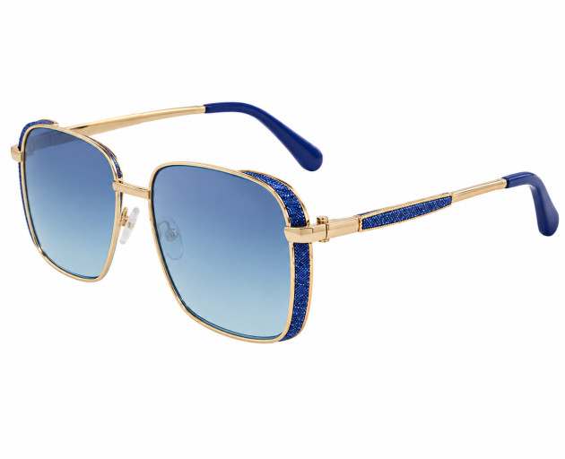 Teal Gradient Lens Gold-Frame Sunglasses