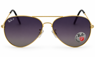Ray-Ban Gold Aviator Sunglasses with Purple Gradient Polarized Lenses